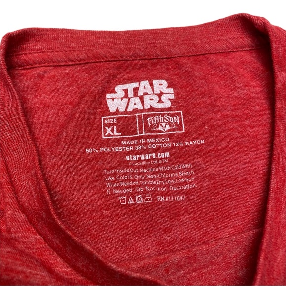 Star Wars Heather Red graphic Fifth Sun t-shirt crew neck short sleeve XL - Picture 3 of 6